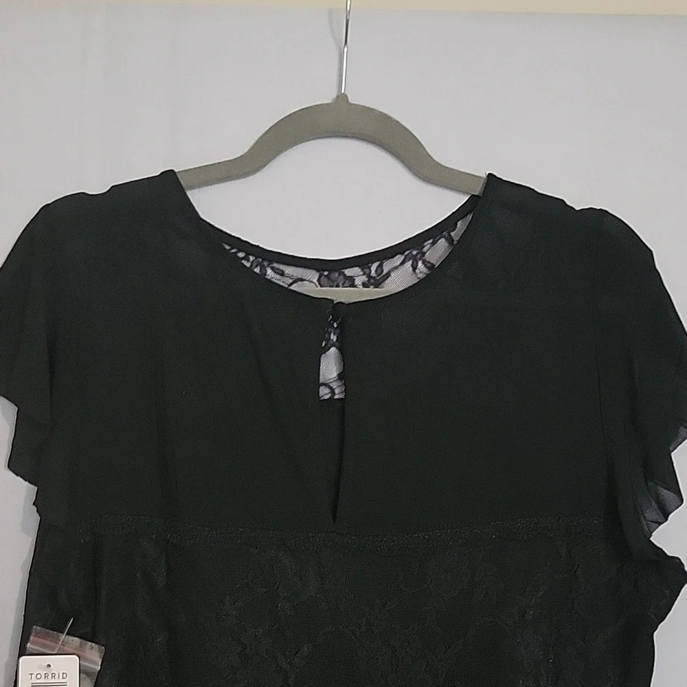Women's Torrid Black Lace Babydoll Top NWT Sz 0 L 12 - Picture 8 of 11